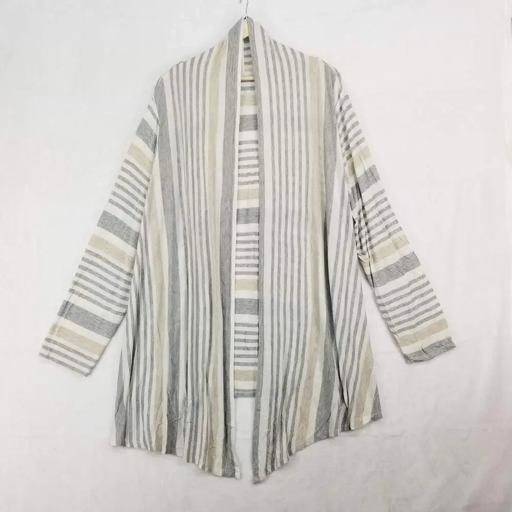 Soft‎ Surroundings Cardigan Sweater 1X Plus Gray Cream